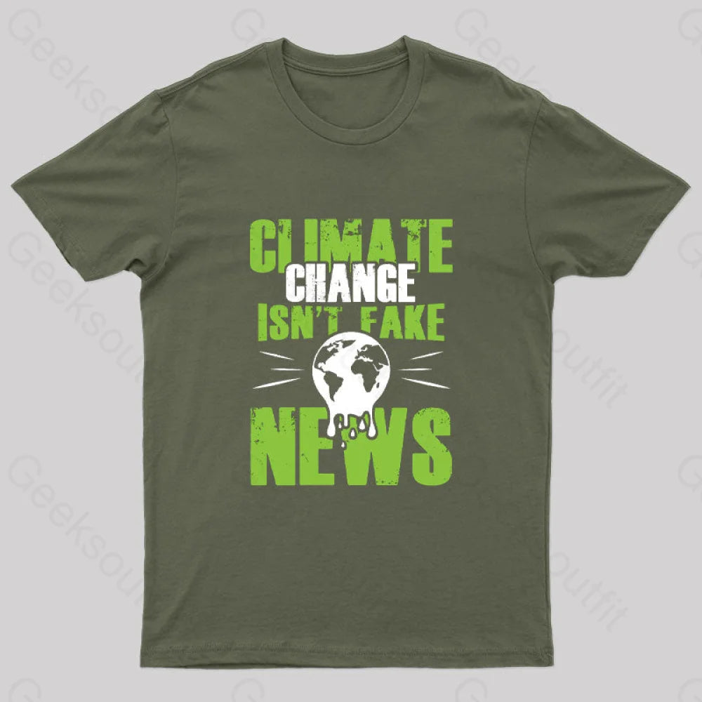 Climate Change Protection Geek T-Shirt Army Green / S