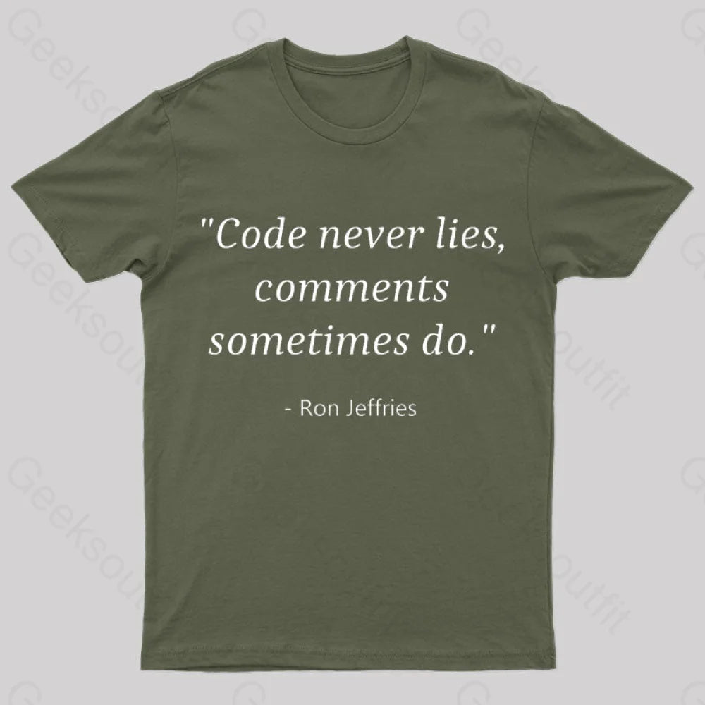 Code Never Lies Geek T-Shirt Army Green / S