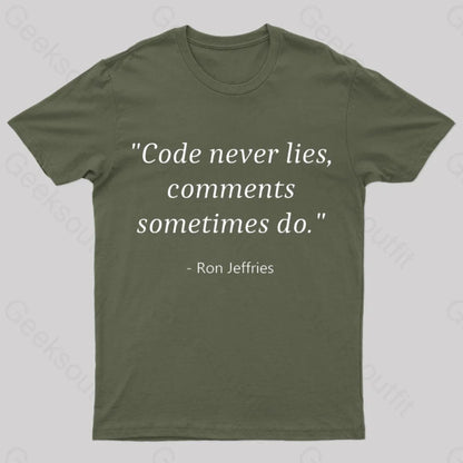 Code Never Lies Geek T-Shirt Army Green / S