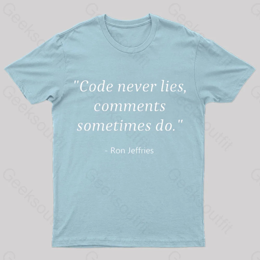 Code Never Lies Geek T-Shirt Light Blue / S