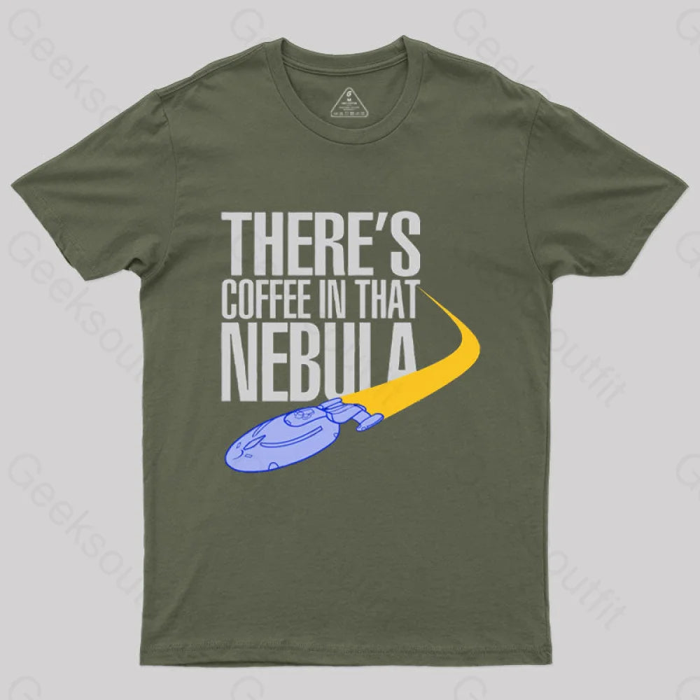 Coffee In That Nebula T-Shirt Army Green / S