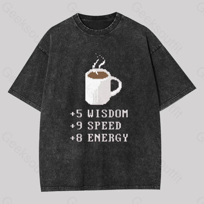 Coffee Plus To Stats Geek Washed T-Shirt Black / S