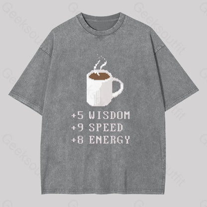 Coffee Plus To Stats Geek Washed T-Shirt Grey / S