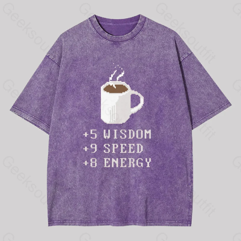 Coffee Plus To Stats Geek Washed T-Shirt Purple / S