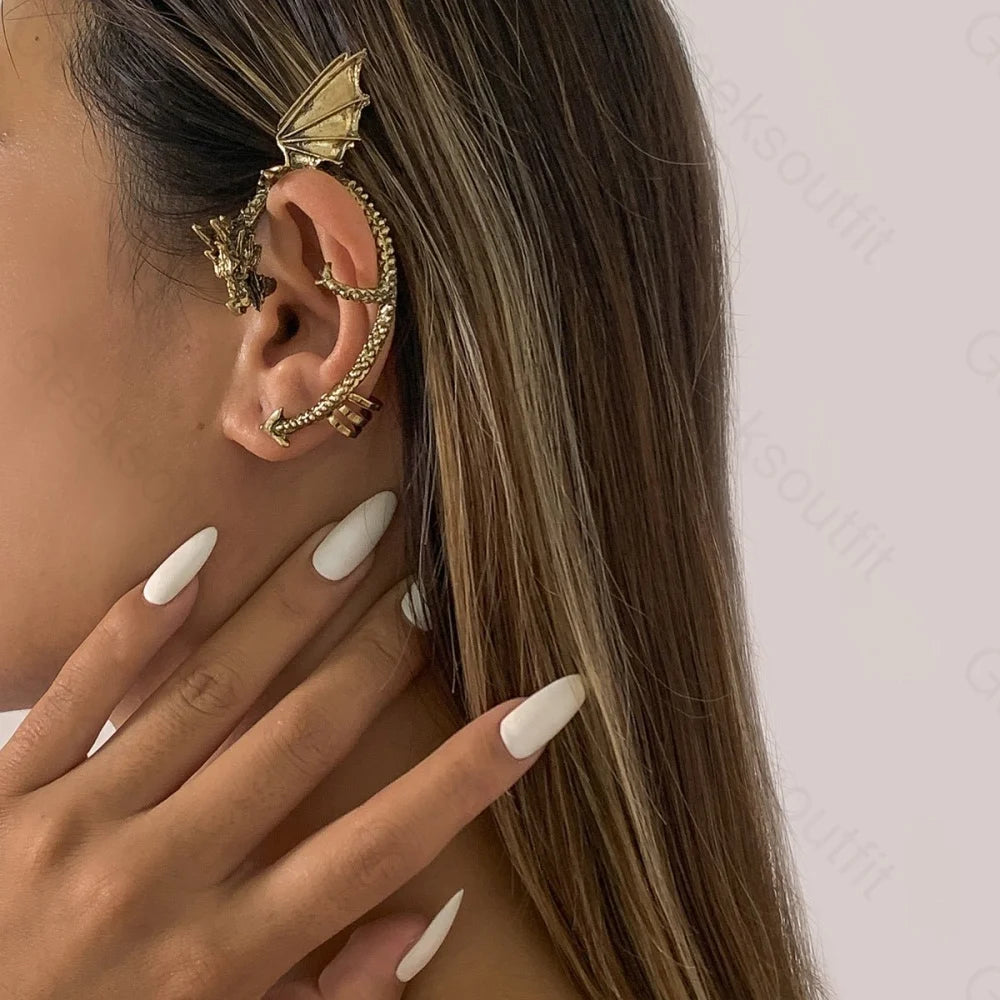 Coiling Dragon Ear Cuffs - Geeksoutfit