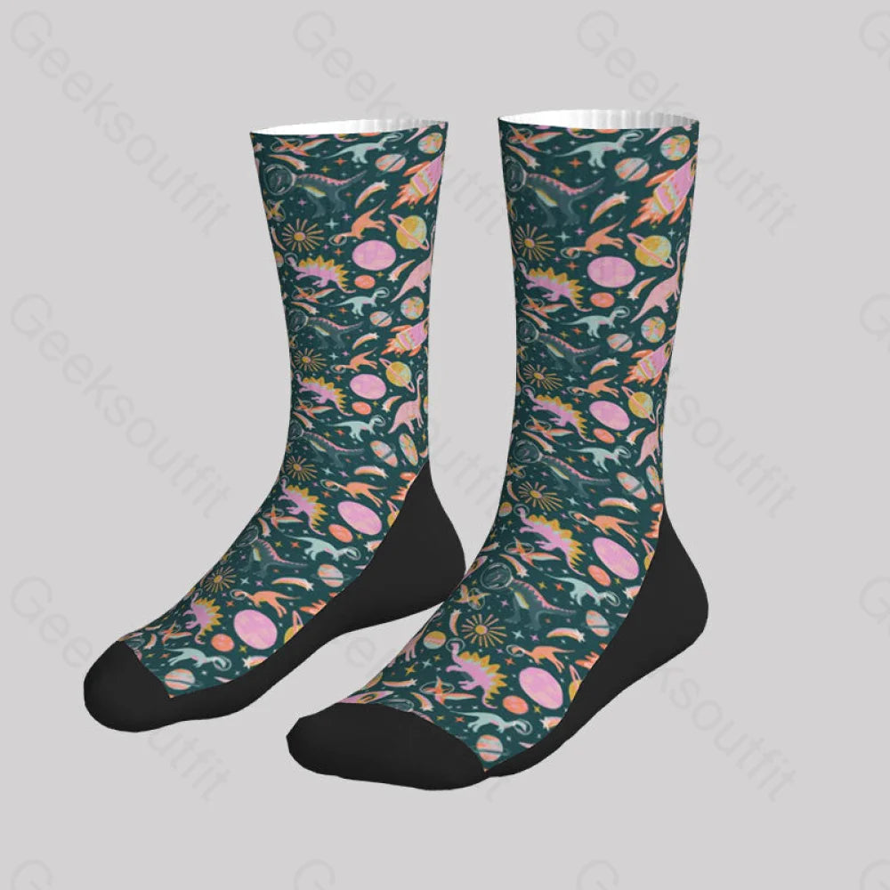 Colorful Dinosaur Planet Men’s Socks Sks117