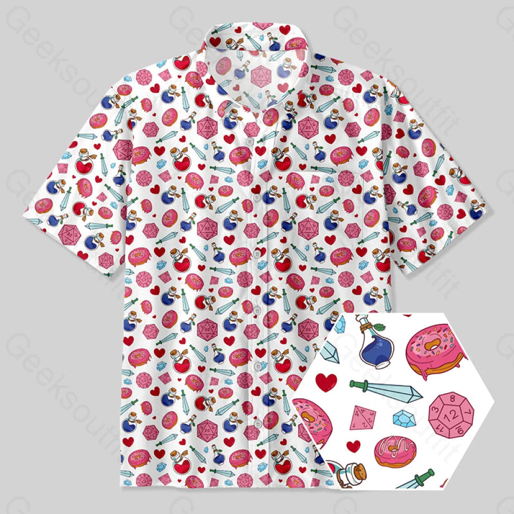 Colorful Donuts Dnd Button Up Pocket Shirt Yc