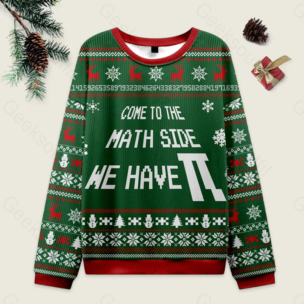 Come To The Math Side We Have Pi Green Ugly Christmas Sweater Men’s Style-S