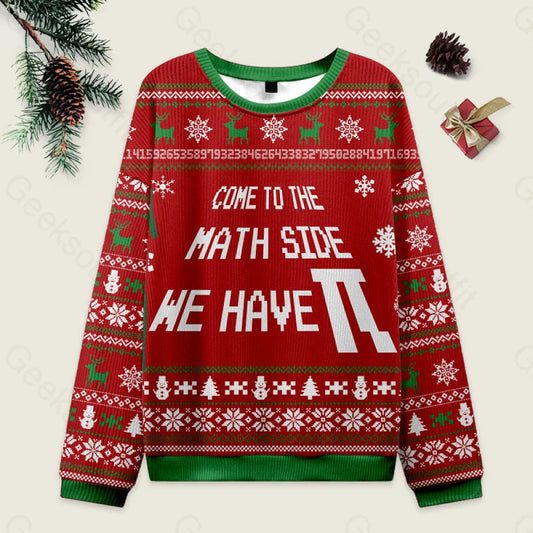 Come To The Math Side We Have Pi Red Ugly Christmas Sweater Men’s Style-S