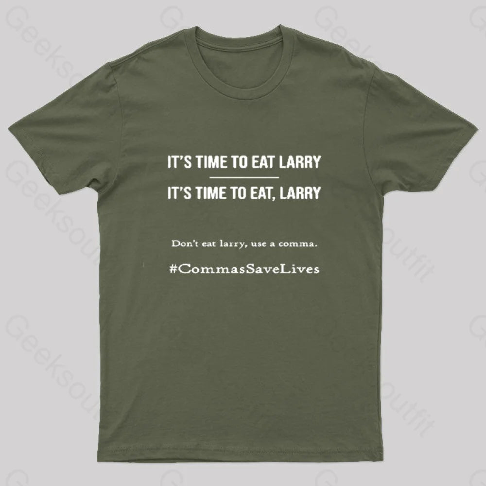 Commas Save Lives T-Shirt Army Green / S