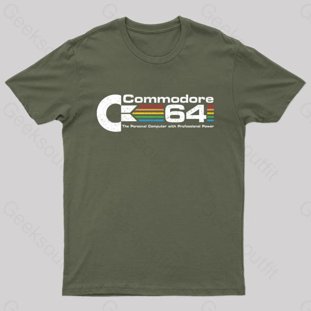 Commodore 64 Nerd T-Shirt Army Green / S Yc