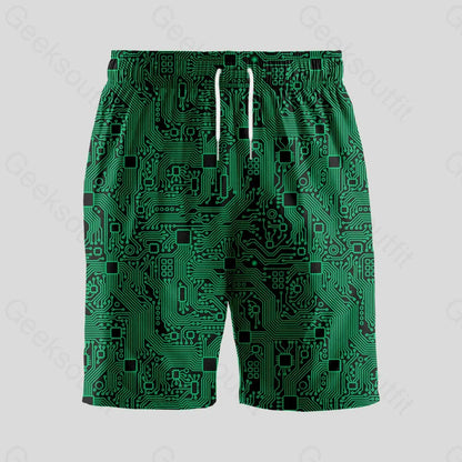 Computer Circuit Board Green Shirt & Short Set