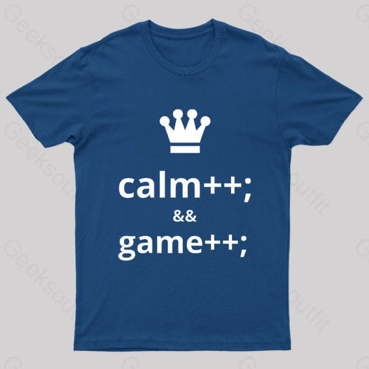 Computer Geek Keep Calm And Game More Nerd T-Shirt Navy / S