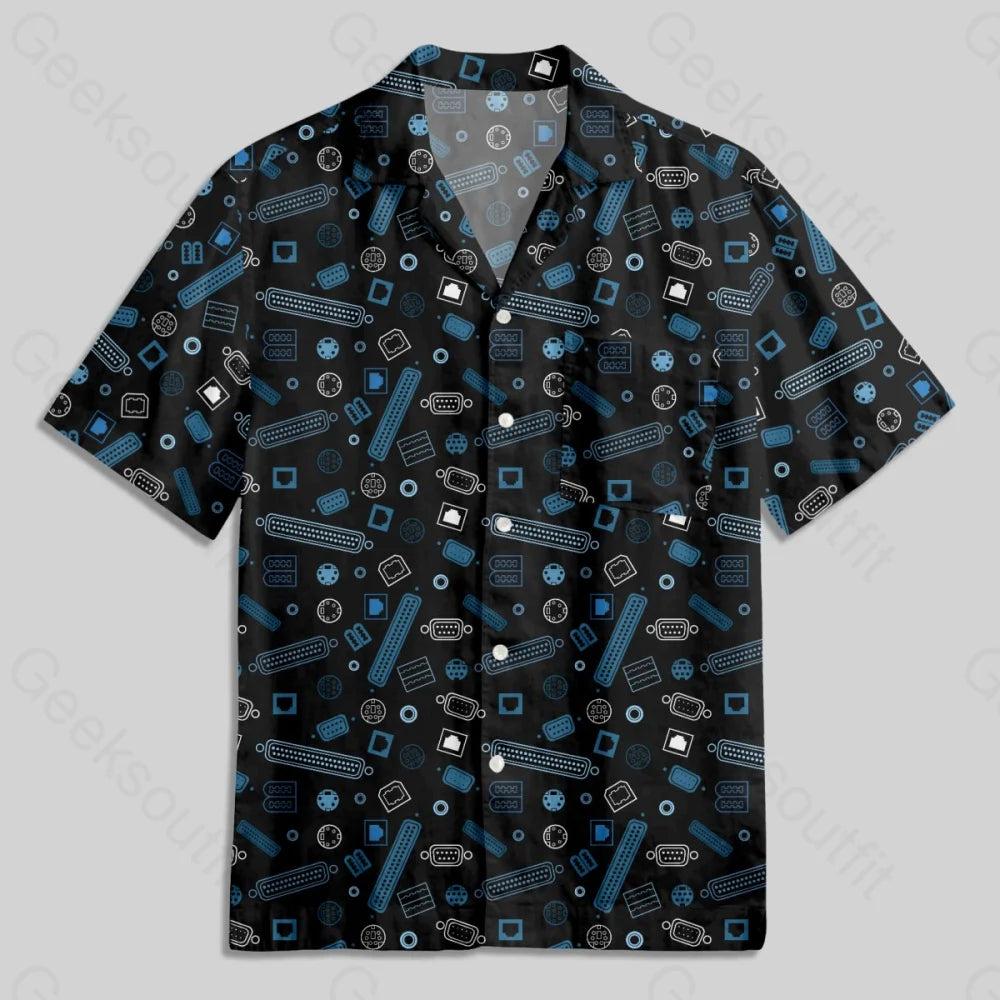 Computer Port Button Up Pocket Shirt - Geeksoutfit