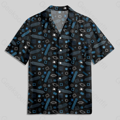 Computer Port Button Up Pocket Shirt - Geeksoutfit