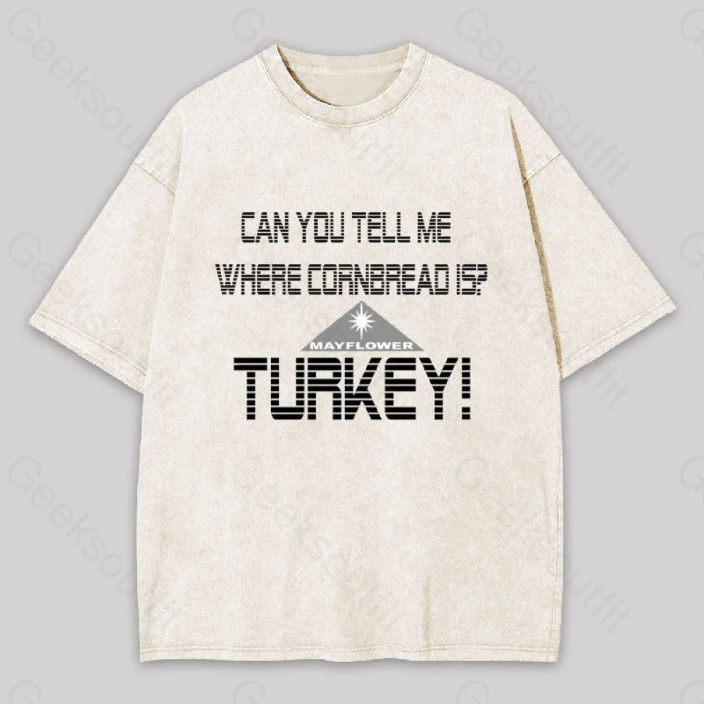 Cornbread? Turkey! Geek Washed T-Shirt Apricot / S