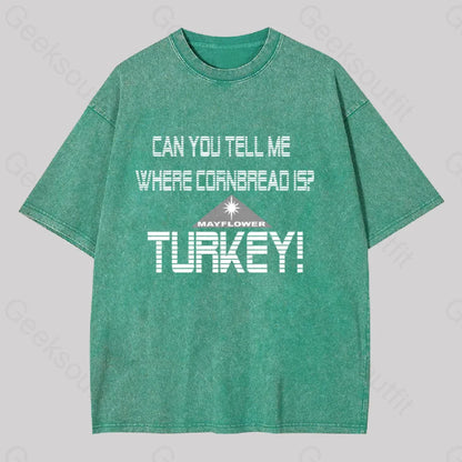 Cornbread? Turkey! Geek Washed T-Shirt Grass Green / S