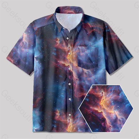 Cosmic Nebula Button Up Pocket Shirt Yc