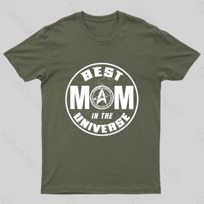 Cosmic Voyage Best Mom In The Universe Geek T-Shirt Army Green / S