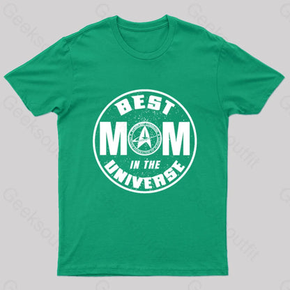 Cosmic Voyage Best Mom In The Universe Geek T-Shirt Green / S