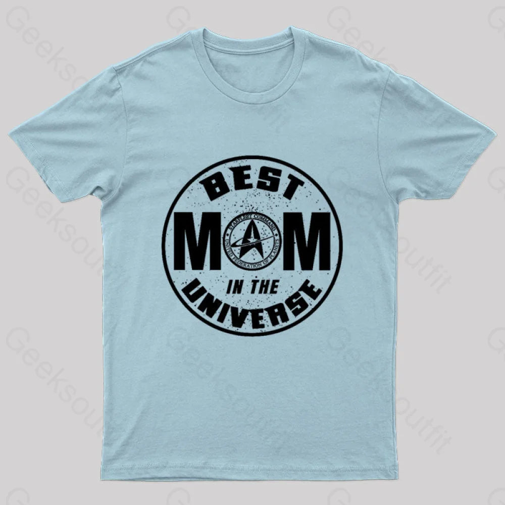 Cosmic Voyage Best Mom In The Universe Geek T-Shirt Light Blue / S