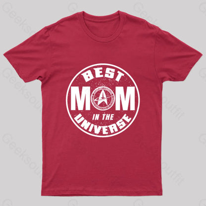 Cosmic Voyage Best Mom In The Universe Geek T-Shirt Red / S