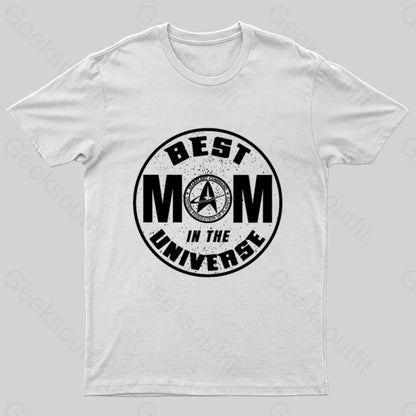 Cosmic Voyage Best Mom In The Universe Geek T-Shirt White / S