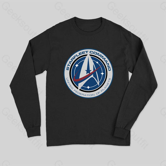 Cosmic Voyage Discovery Starfleet Command Long Sleeve T-Shirt Black / S