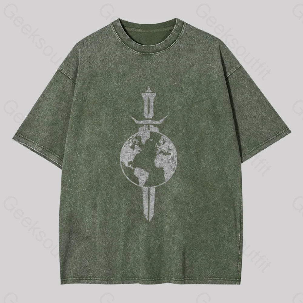 Cosmic Voyage Terran Empire Washed T-Shirt Army Green / S