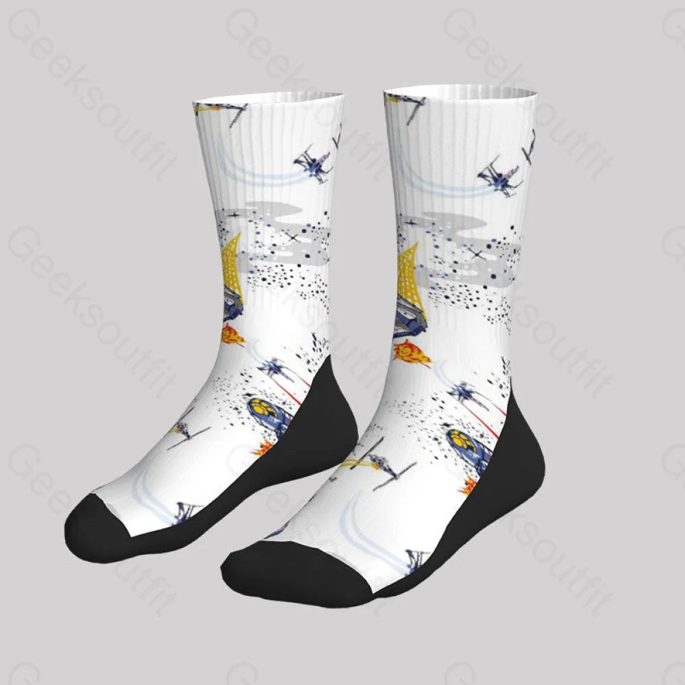 Cosmic War White Men’s Socks Sks096