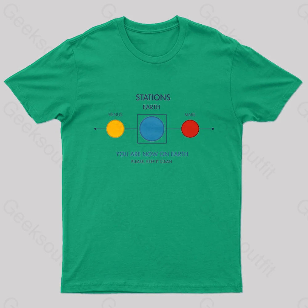 Cosmos Stations Geek T-Shirt Green / S