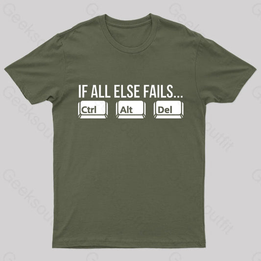 Ctrl Alt Del Nerd T-Shirt Army Green / S