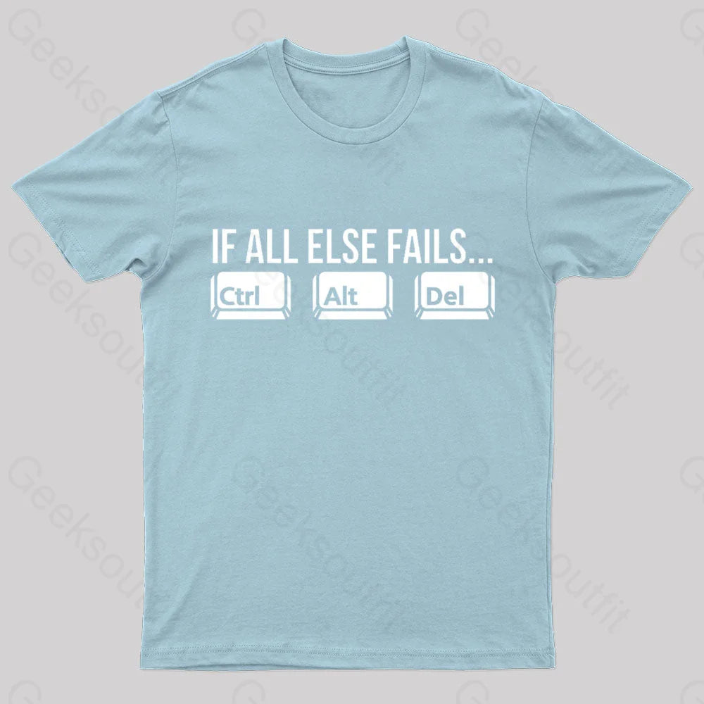 Ctrl Alt Del Nerd T-Shirt Light Blue / S