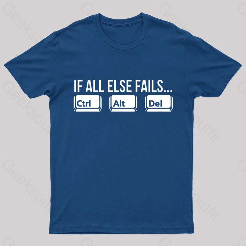 Ctrl Alt Del Nerd T-Shirt Navy / S