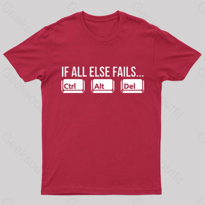 Ctrl Alt Del Nerd T-Shirt Red / S