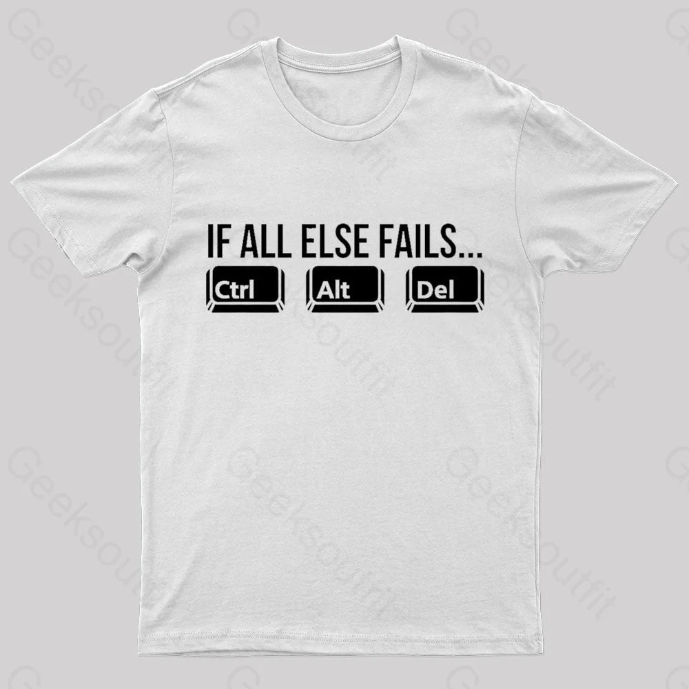 Ctrl Alt Del Nerd T-Shirt White / S