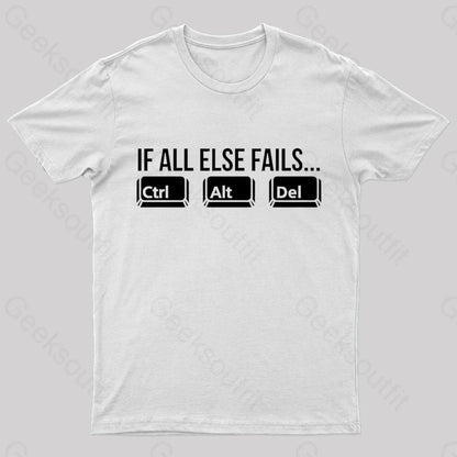 Ctrl Alt Del Nerd T-Shirt White / S