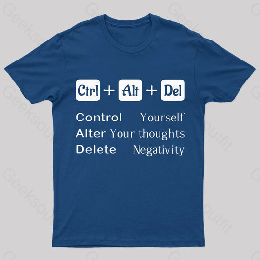 Ctrl Alt Del Quote Nerd T-Shirt Navy / S