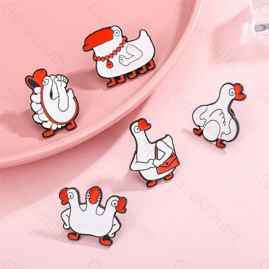 Cute Funny White Goose Pins