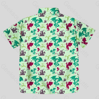 D&D Dragons Pistachio Green Button Up Pocket Shirt