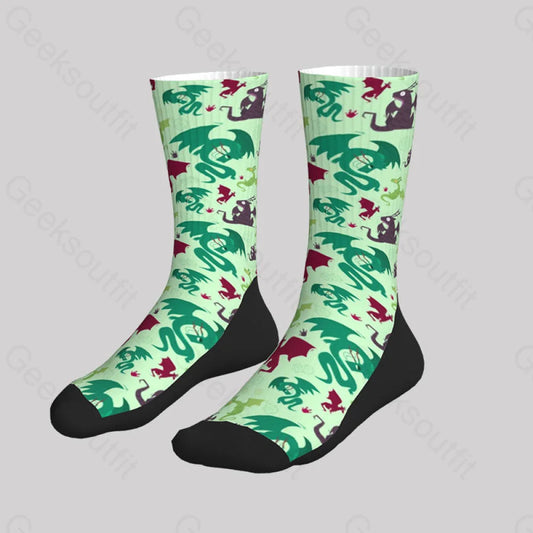 D&D Dragons Pistachio Green Men’s Socks Sks116