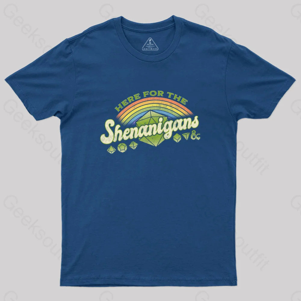 D&D Here For The Shenanigans T-Shirt Navy / S