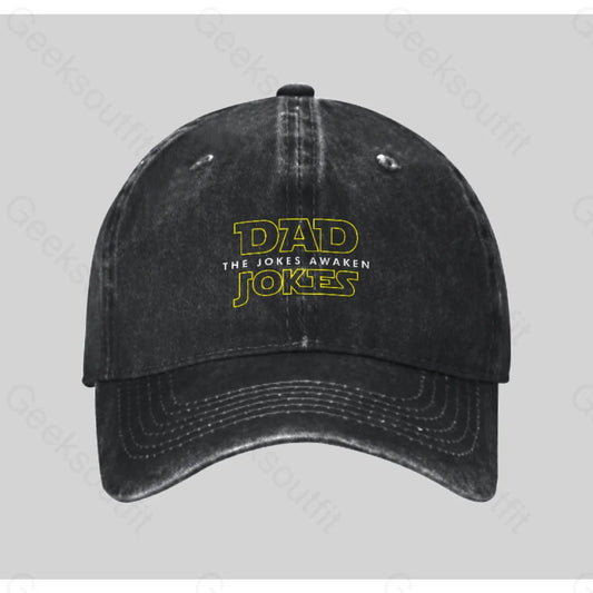 Dad Jokes The Awaken Washed Vintage Baseball Cap Black