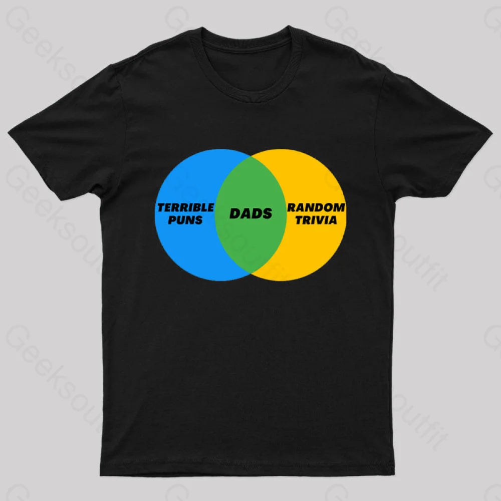 Dads Terrible Puns Random Trivia Nerd T-Shirt Black / S