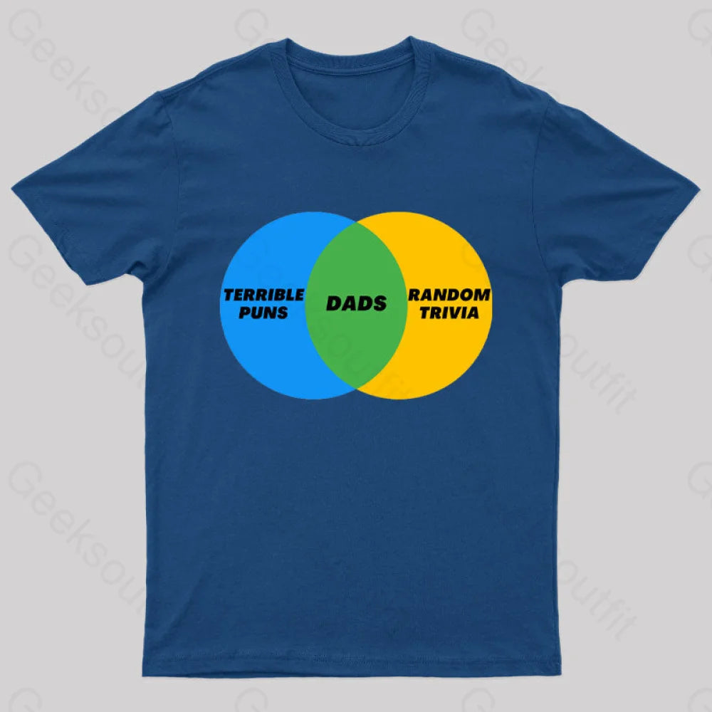 Dads Terrible Puns Random Trivia Nerd T-Shirt Navy / S