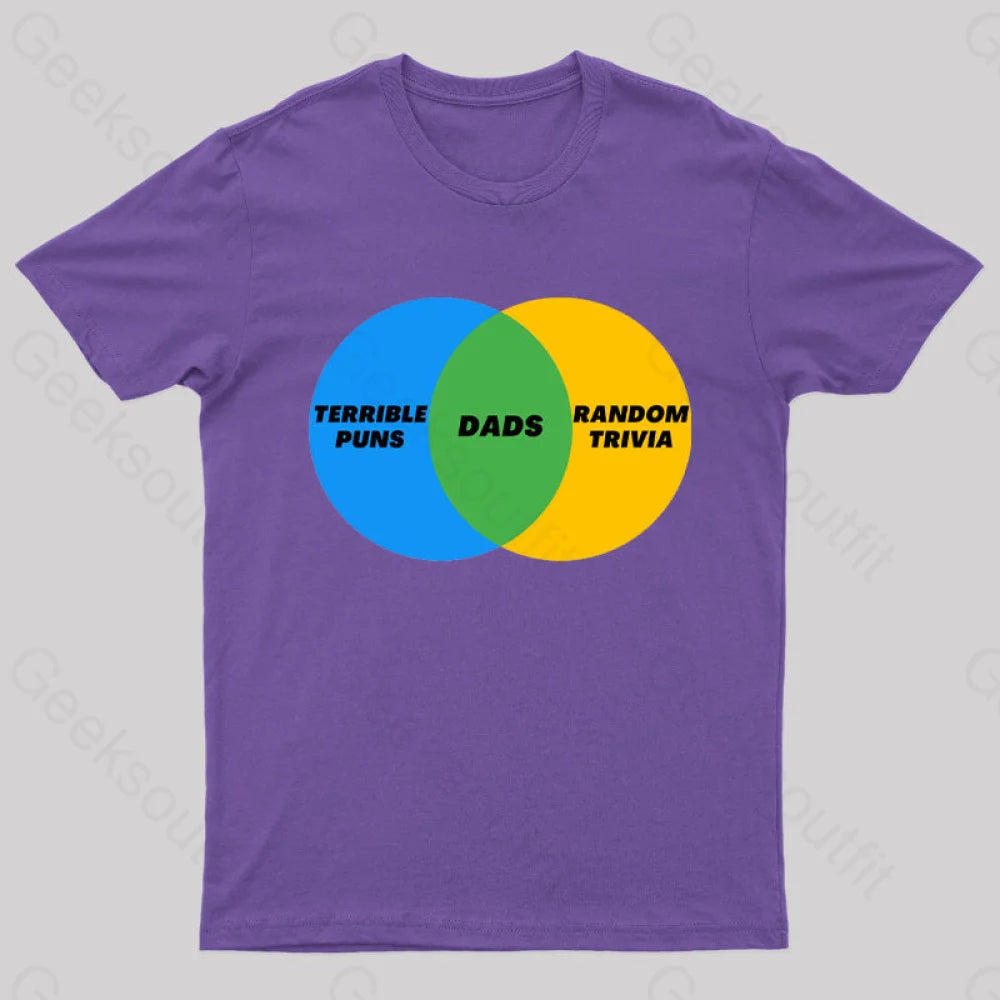 Dads Terrible Puns Random Trivia Nerd T-Shirt Purple / S