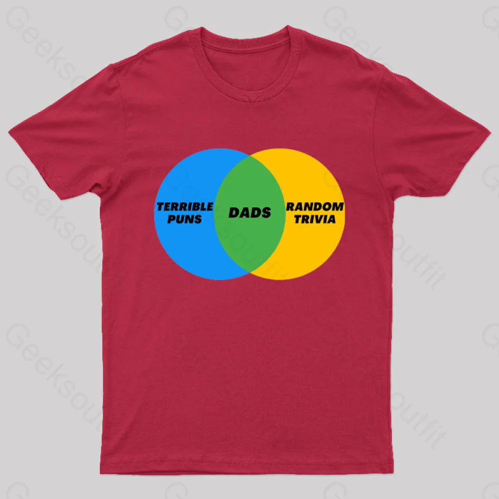 Dads Terrible Puns Random Trivia Nerd T-Shirt Red / S