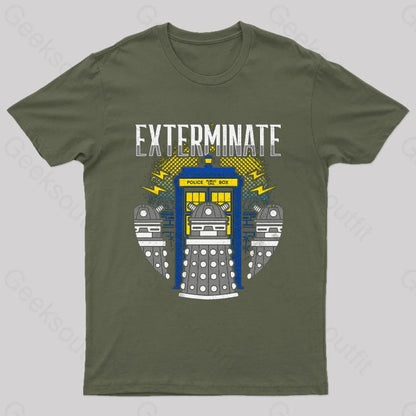 Daleks Exterminate Doctor Who T-Shirt Army Green / S