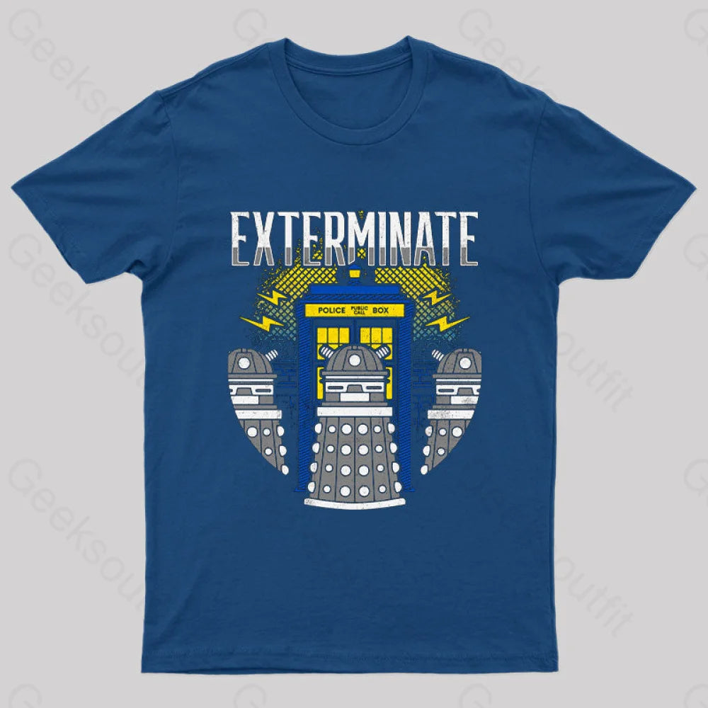 Daleks Exterminate Doctor Who T-Shirt Navy / S