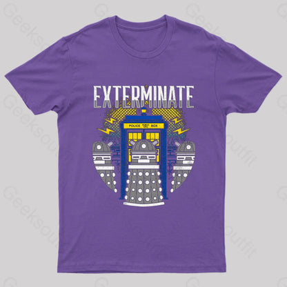 Daleks Exterminate Doctor Who T-Shirt Purple / S